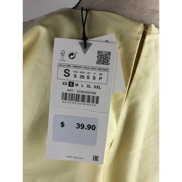 NWT Zara Yellow Cotton Crop Top size S Small - Picture 2 of 8